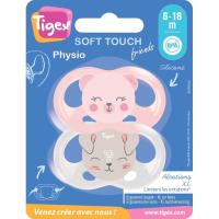 Chupete fisiológico silicona Soft-reduce irritaciones,  6 a 18meses TIGEX, 2uds