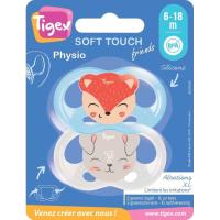 Chupete fisiológico silicona Soft-reduce irritaciones,  6 a 18meses TIGEX, 2uds