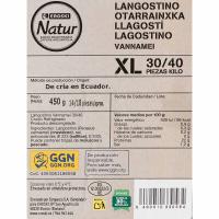 Langostino blanco calibre 30/40 GGN EROSKI Natur, bandeja 450 g
