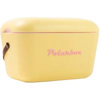 Nevera rígida portátil retro vintage color nude de 12 L, asa cuero POLARBOX, 1 ud