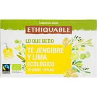 Té verde con jengibre y lima bio ETHIQUABLE, caja 20 sobres
