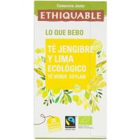 Té verde con jengibre y lima bio ETHIQUABLE, caja 20 sobres