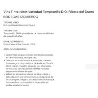 Vino Tinto Tempranillo D.O. R. del Duero NININ, botella 75 cl