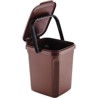 Cubo de basura marrón, capacidad de 10 litros DENOX, 23,5x26,5x28,5 cm