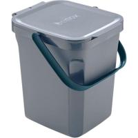Cubo de basura gris, capacidad de 10 litros DENOX, 23,5x26,5x28,5 cm