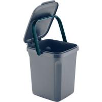 Cubo de basura gris, capacidad de 10 litros DENOX, 23,5x26,5x28,5 cm
