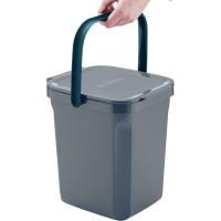 Cubo de basura gris, capacidad de 10 litros DENOX, 23,5x26,5x28,5 cm