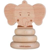 Juguete apilable de madera el elefante, cabeza de sonido con bolas musicales, promueve las habilidades motoras con 3 discos aplilables, madera de haya 100% certificada de bosques gestionados de forma sostenible BEBE CONFORT