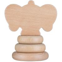 Juguete apilable de madera el elefante, cabeza de sonido con bolas musicales, promueve las habilidades motoras con 3 discos aplilables, madera de haya 100% certificada de bosques gestionados de forma sostenible BEBE CONFORT