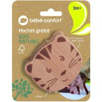 Cacabel de madera el tigre, efecto de caída y tintineo con una campana , promueve  el agarre, madera de haya 100% certificada de bosques gestionados de forma sostenible BEBE CONFORT