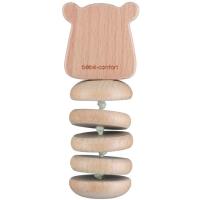 Sonajero Glin Glin el hipopótamo, discos móviles para mezclar y agitar con un efecto sonido, promueve estímulos sensoriales, madera de haya 100% certificada de bosques gestionados de forma sostenible BEBE CONFORT