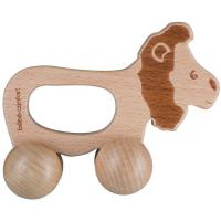 Sonajero de madera el león, evolutivo: promueve los primeros apretones y desarrolla habilidades motoras, fácil de agarrar y rodar, madera de haya 100% certificada de bosques gestionados de forma sostenible BEBE CONFORT