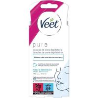 Bandas de cera faciales hipoalergénicas VEET PURE, caja 20 uds