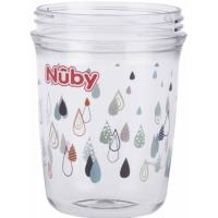 Taza mágica 360º con asas de color gris.Hecha de Tritan,dura, transparente y resistente. Con válvula de silicona que cierra automáticamente cuando el niño deja de beber, 240ML +6M.NUBY