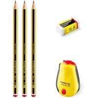 Lápiz de grafito 3 uds HB 2, goma de borrar y sacapuntas Noris STAEDTLER, 1 ud