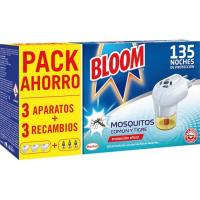 Insecticida eléctrico mosquitos BLOOM, 3 aparatos + 3 recambios
