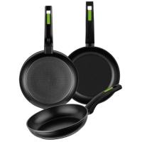 Sartén de aluminio forjado Green, apto para todo tipo de cocinas, MONX, set Ø18-22-26cm, 3unds