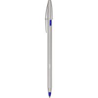 Bolígrafo recargable, plateado, tinta azul con 2 recargas Cristal Re-New BIC, 1 ud