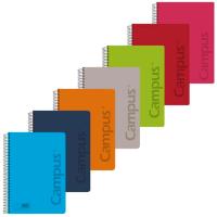 Cuaderno espiral A4, tapa de plástico, milimetrado CAMPUS, 80 hojas 90 gr., colores surtidos no se puede elegir