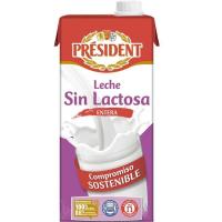 Leche sin lactosa entera PRESIDENT, brik 1 litro