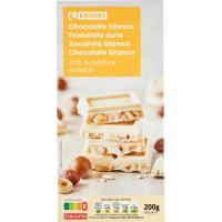 Chocolate blanco con avellanas enteras EROSKI, tableta 200 g