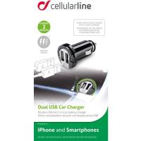Cargador coche 2 usb 10w negro CELLULAR LINE, 1 ud