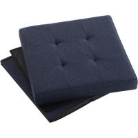 Puff desmontable de lino azul marino, tipo baúl, 38x38x37,5 cm