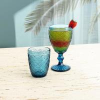 Vaso de vidrio tallado azul Blue Moon BIDASOA, 24 cl