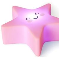 Lámpara quitamiedos estrella rosa, luz led, pilas incluidas INTERBABY