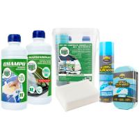 Kit limpieza: cubo, esponja, limpia salpicaderos, champú lavaparabrisas MOTORKIT