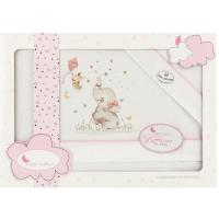 Sábanas de cuna Elefante rosa, 60x120 cm, 3 piezas, 100% algodón INTERBABY, 1 ud