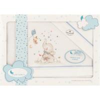 Sábanas de cuna Elefante azul, 60x120 cm, 3 piezas, 100% algodón INTERBABY, 1 ud