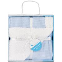 Manta nido de abeja azul + borreguillo, tacto extrasuave, 80x110 cm INTERBABY, 1ud