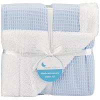 Manta nido de abeja azul + borreguillo, tacto extrasuave, 80x110 cm INTERBABY, 1ud
