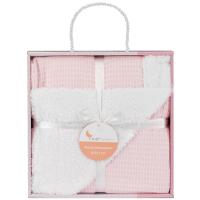 Manta nido de abeja rosa con borreguillo, tacto extrasuave INTERBABY, 80x110 cm