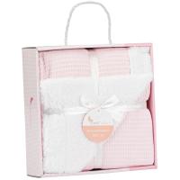 Manta nido de abeja rosa con borreguillo, tacto extrasuave INTERBABY, 80x110 cm