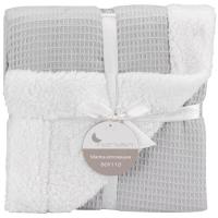 Manta nido de abeja gris con borreguillo, tacto extrasuave INTERBABY, 80x110 cm