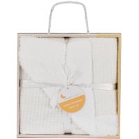 Manta nido de abeja beige +borreguillo, tacto extrasuave, 80x110 cm INTERBABY, 1ud