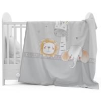 Manta de cuna Raschel Jungla gris, tacto terciopelo INTERBABY, 100x140 cm