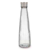 Botella cónica Viba, vidrio tallado en transparente, tapón inox QUID, 1 litro