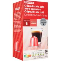 Café descafeinado compatible Nespresso EROSKI, caja 20 uds