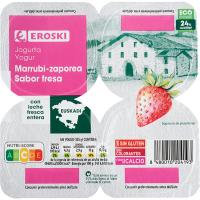 Yogur sabor fresa País Vasco EROSKI, pack 4x125 g