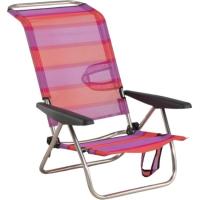 Silla cama de playa fucsia, aluminio y textilene, plegable, posiciones, 77x60x83cm