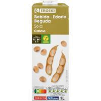 Bebida de soja con calcio EROSKI, brik 1 litro