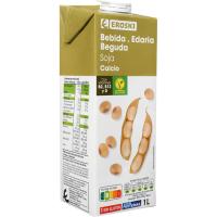 Bebida de soja con calcio EROSKI, brik 1 litro