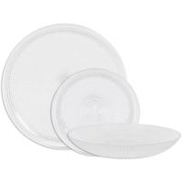 Vajilla Andra en vidrio transparente Platos: 26,5cm, 21,5cm y 19cm, pack 18 piezas