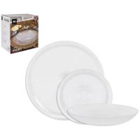 Vajilla Andra en vidrio transparente Platos: 26,5cm, 21,5cm y 19cm, pack 18 piezas