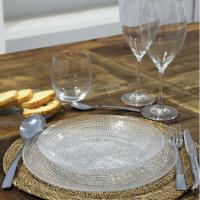 Vajilla Andra en vidrio transparente Platos: 26,5cm, 21,5cm y 19cm, pack 18 piezas