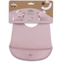 Babero imperpeable rosa de silicona con bolsillo recogemigas INTERBABY