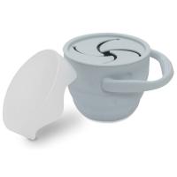 Taza porta snack plegable azul de silicona con tapa INTERBABY